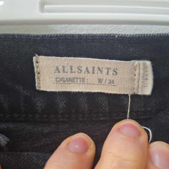 ALL SAINTS Washed Black Cigarette Skinny Fit Stretch Denim Jeans - Picture 5 of 9